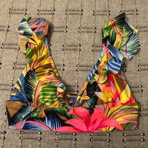 Aerie Ruffle Longline Bikini Top in Heirloom